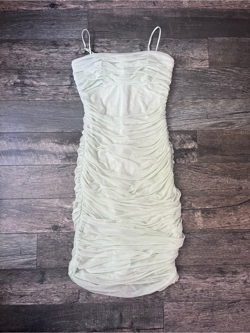 Aritzia Babaton Luxor Ruched Mesh Underwire Midi Dress Aqua Essence Size 12